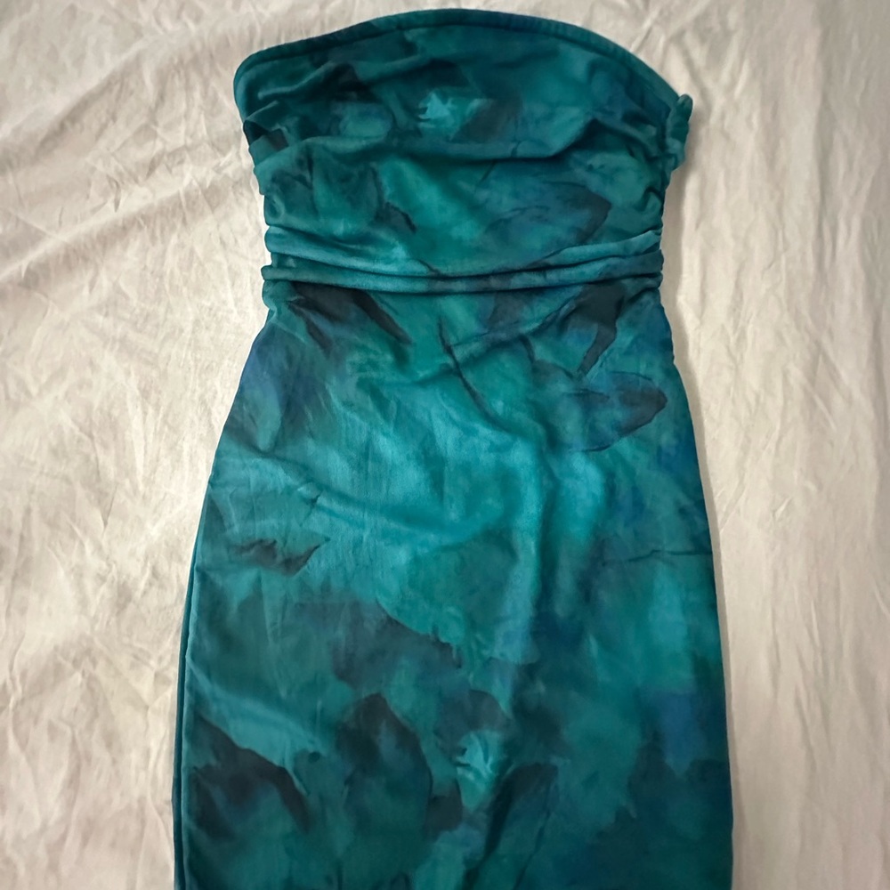 Bodycon Tie Dye Strapless Vacation Dress